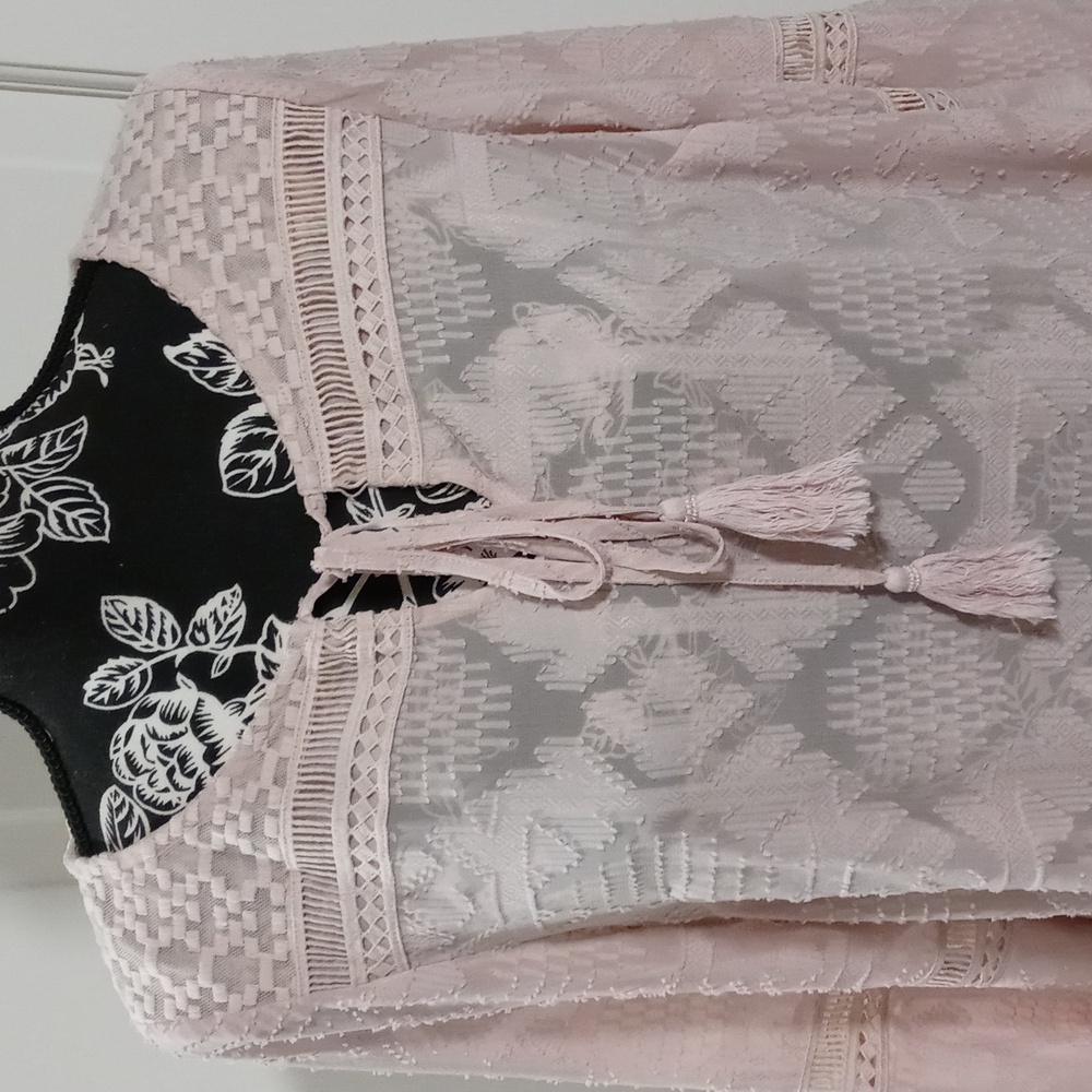 💗Anthropologie Floreat💗 - Rose Pink Eyelet Bell Sleeve Esme Cover-Up Dress - Picture 7 of 16